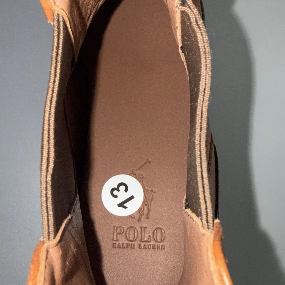 New POLO Ralph Lauren‎ Oslo Chunky Chelsea Boots Men's 13 D Tumbled Leather